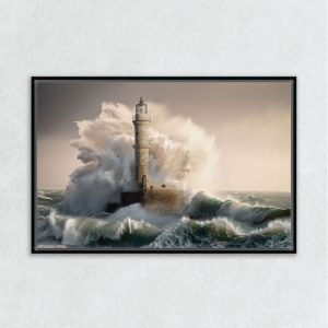 Πίνακας Ζωγραφικής Φάρος Χανίων 100*65 με Μαύρη Κορνίζα - Decotek 221772