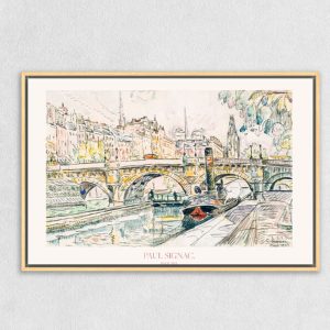 Πίνακας Ζωγραφικής Paul Signac, Tugboat At the Pont Neuf, Paris 1923,180*120 εκ (Φυσικό Χρώμα Ξύλου Κορνίζα) - Decotek 221735