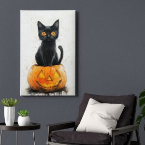 Πίνακας Ζωγραφικής Μαύρη Γάτα Halloween - Decotek 222110