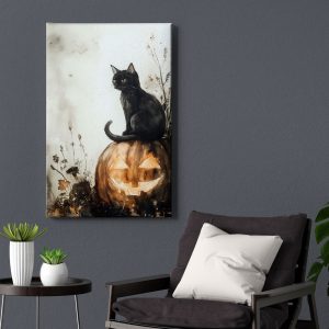 Πίνακας Ζωγραφικής Κολοκύθα & Γάτα, Halloween - Decotek 222095
