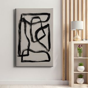 Πίνακας Ζωγραφικής Μαύρες Πινελιές σε Ζεστό Γκρι - Decotek 222252