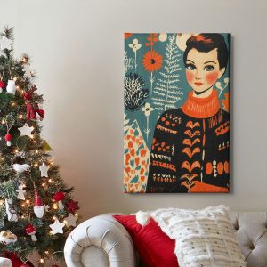 Πίνακας Ζωγραφικής Ρετρό Κορίτσι των Χριστουγέννων - Decotek 222225