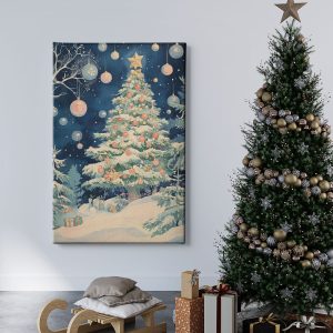 Πίνακας Ζωγραφικής Στολισμένο Δέντρο στη Νύχτα - Decotek 222244