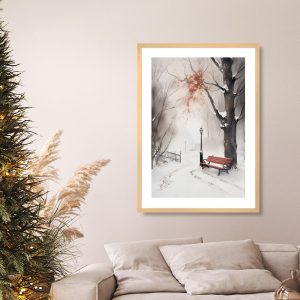 Ποστερ - Αφίσα Κόκκινο Παγκάκι στο Χιόνι - Decotek 33919