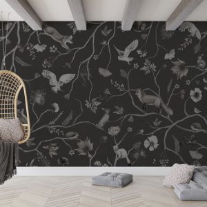 Φωτοταπετσαρία Playful Forest, monochrome black - Kikki Belle 60879