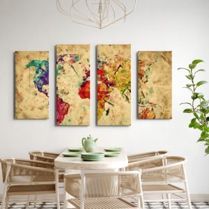 Σύνθεση Πινάκων Πολύχρωμος Παγκόσμιος Χάρτης - Decotek 222382