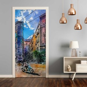 Αυτοκόλλητο Πόρτας Vespa & Urban Τοπίο- Decotek 31194