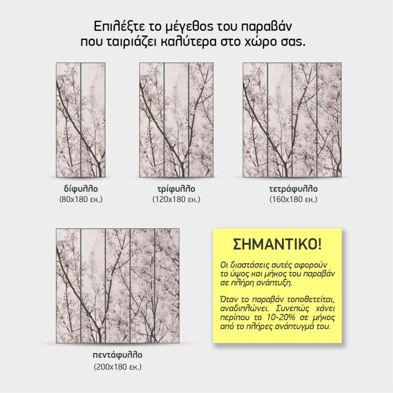Μεγέθη παραβάν Ανθισμένα Κλαδιά της Άνοιξης — δίφυλλο έως πεντάφυλλο