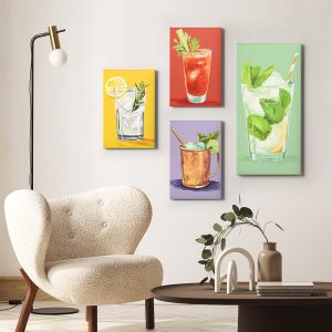 Cocktail Hour — σύνθεση πινάκων σε καμβά σε χώρο