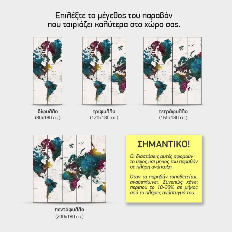 Χάρτης σε Υδατογραφία — τα 4 μεγέθη