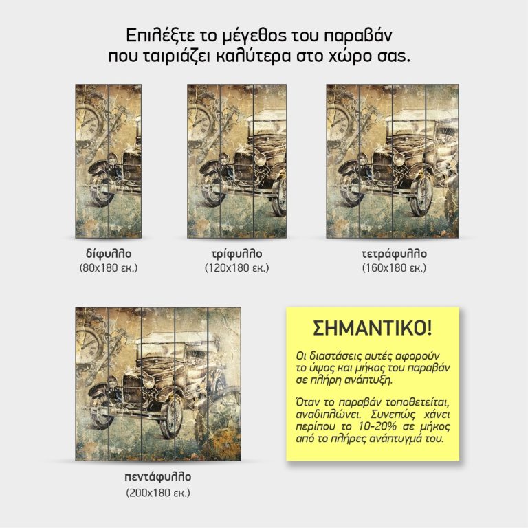 Σχέδιο Παλιού Αυτοκινήτου — τα 4 μεγέθη