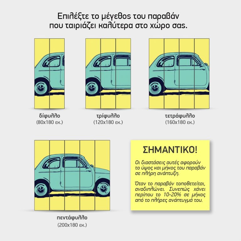 Τιρκουάζ Ρετρό Αυτοκίνητο — τα 4 μεγέθη