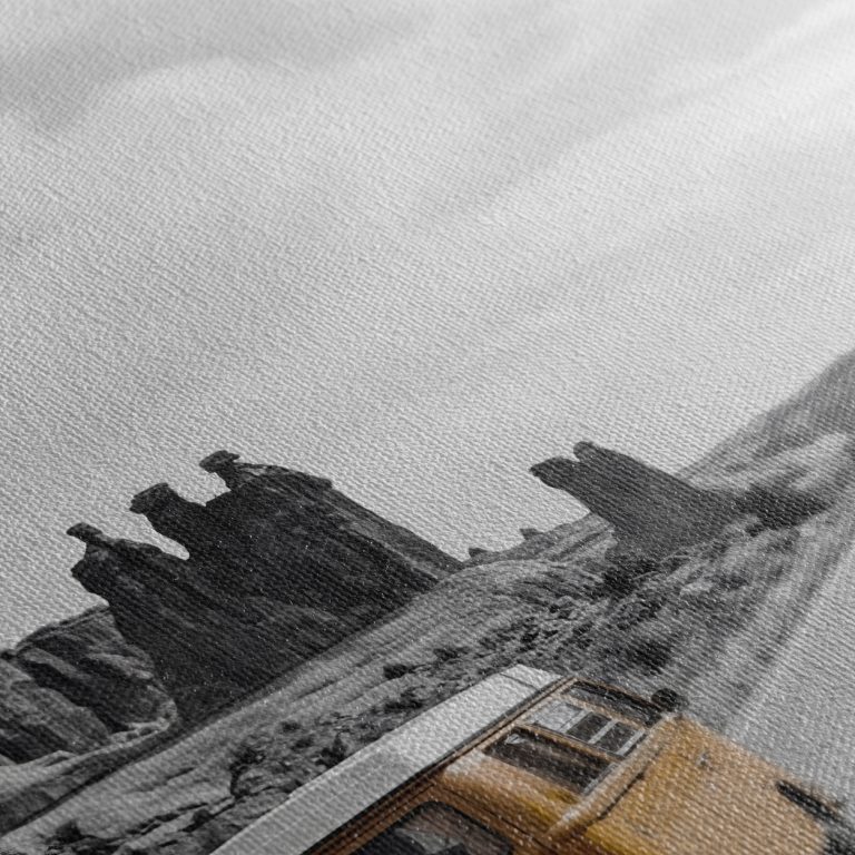 Πορτοκαλί Βαν στην Έρημο — υφή καμβά