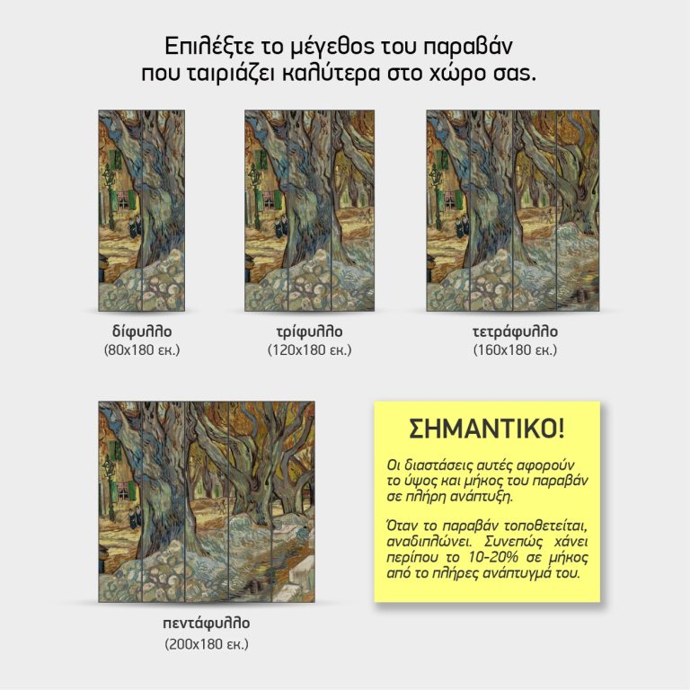 Βίνσεντ βαν Γκογκ, Τα Μεγάλα Πλατάνια — τα 4 μεγέθη